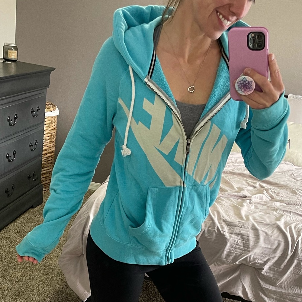 Nike blue zip hoodie size S